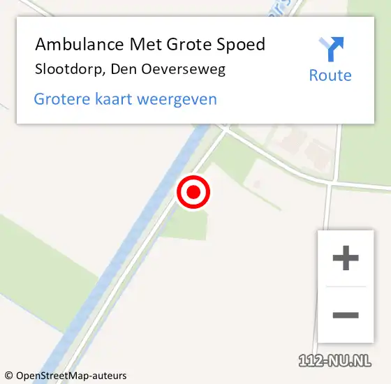 Locatie op kaart van de 112 melding: Ambulance Met Grote Spoed Naar Slootdorp, Den Oeverseweg op 2 januari 2024 12:29
