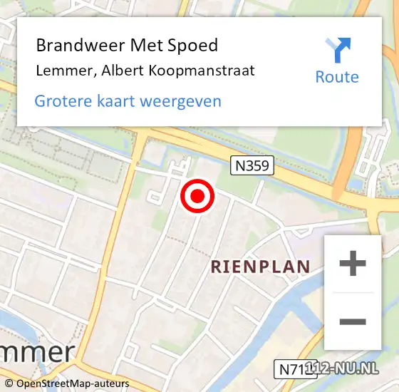 Locatie op kaart van de 112 melding: Brandweer Met Spoed Naar Lemmer, Albert Koopmanstraat op 2 januari 2024 12:40