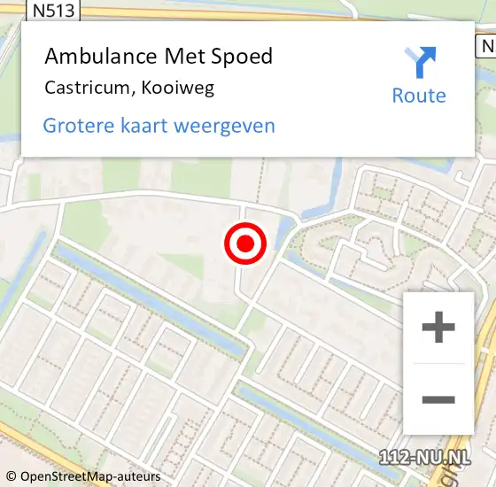 Locatie op kaart van de 112 melding: Ambulance Met Spoed Naar Castricum, Kooiweg op 2 januari 2024 12:46