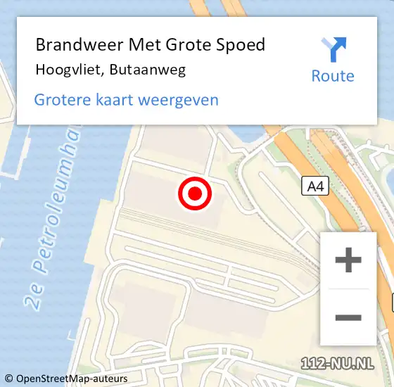 Locatie op kaart van de 112 melding: Brandweer Met Grote Spoed Naar Hoogvliet, Butaanweg op 2 januari 2024 13:04