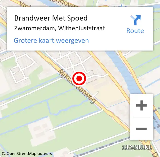 Locatie op kaart van de 112 melding: Brandweer Met Spoed Naar Zwammerdam, Withenluststraat op 2 januari 2024 13:05