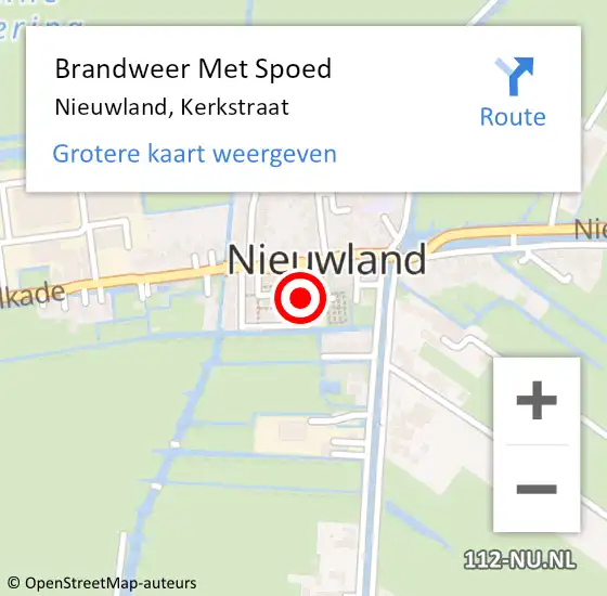 Locatie op kaart van de 112 melding: Brandweer Met Spoed Naar Nieuwland, Kerkstraat op 2 januari 2024 13:28