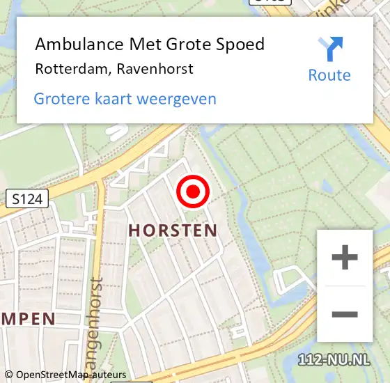 Locatie op kaart van de 112 melding: Ambulance Met Grote Spoed Naar Rotterdam, Ravenhorst op 2 januari 2024 13:54