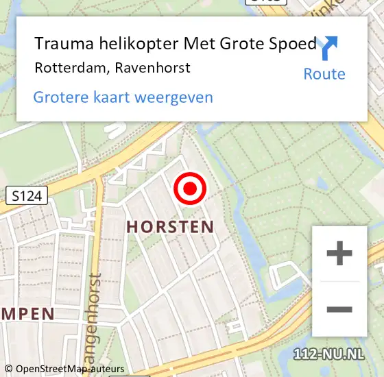 Locatie op kaart van de 112 melding: Trauma helikopter Met Grote Spoed Naar Rotterdam, Ravenhorst op 2 januari 2024 13:57