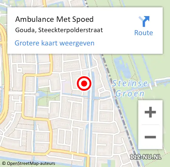 Locatie op kaart van de 112 melding: Ambulance Met Spoed Naar Gouda, Steeckterpolderstraat op 2 januari 2024 14:24