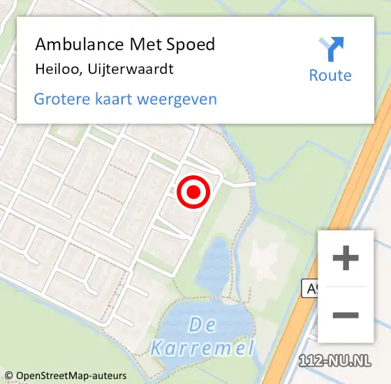 Locatie op kaart van de 112 melding: Ambulance Met Spoed Naar Heiloo, Uijterwaardt op 2 januari 2024 14:29