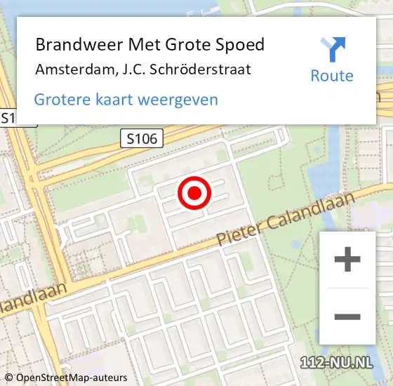 Locatie op kaart van de 112 melding: Brandweer Met Grote Spoed Naar Amsterdam, J.C. Schröderstraat op 2 januari 2024 14:40