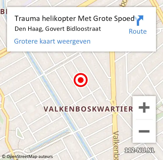 Locatie op kaart van de 112 melding: Trauma helikopter Met Grote Spoed Naar Den Haag, Govert Bidloostraat op 2 januari 2024 15:07