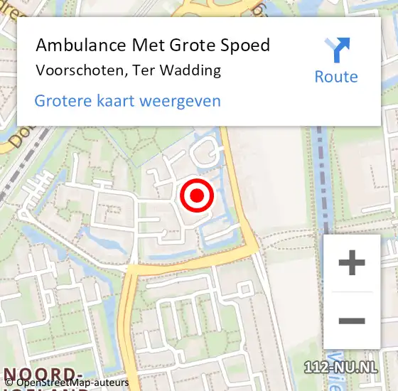 Locatie op kaart van de 112 melding: Ambulance Met Grote Spoed Naar Voorschoten, Ter Wadding op 2 januari 2024 15:21