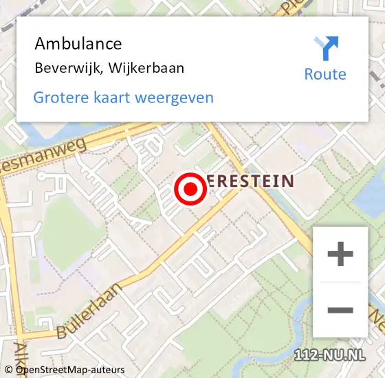 Locatie op kaart van de 112 melding: Ambulance Beverwijk, Wijkerbaan op 2 januari 2024 15:21