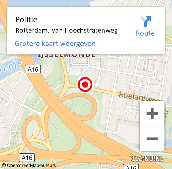 Locatie op kaart van de 112 melding: Politie Rotterdam, Van Hoochstratenweg op 2 januari 2024 15:28