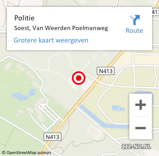 Locatie op kaart van de 112 melding: Politie Soest, Van Weerden Poelmanweg op 20 september 2014 17:47