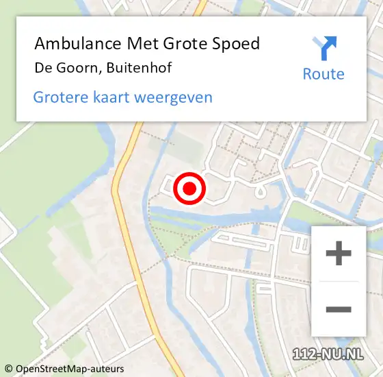 Locatie op kaart van de 112 melding: Ambulance Met Grote Spoed Naar De Goorn, Buitenhof op 2 januari 2024 15:46