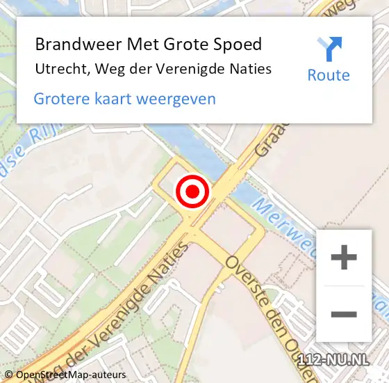 Locatie op kaart van de 112 melding: Brandweer Met Grote Spoed Naar Utrecht, Weg der Verenigde Naties op 2 januari 2024 15:57