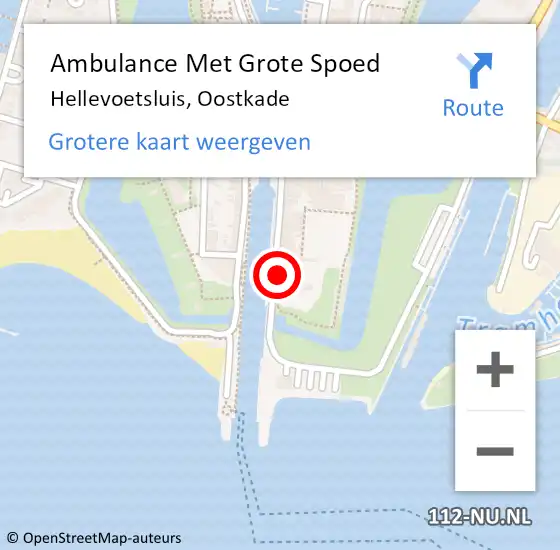 Locatie op kaart van de 112 melding: Ambulance Met Grote Spoed Naar Hellevoetsluis, Oostkade op 2 januari 2024 16:15