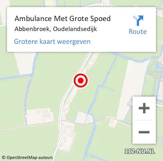 Locatie op kaart van de 112 melding: Ambulance Met Grote Spoed Naar Abbenbroek, Oudelandsedijk op 2 januari 2024 16:17