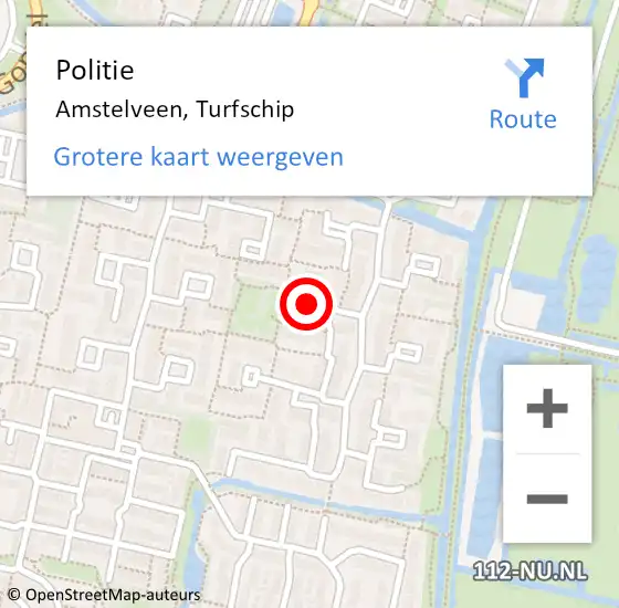 Locatie op kaart van de 112 melding: Politie Amstelveen, Turfschip op 20 september 2014 17:52