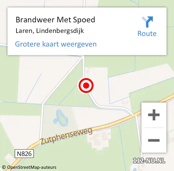Locatie op kaart van de 112 melding: Brandweer Met Spoed Naar Laren, Lindenbergsdijk op 2 januari 2024 16:54