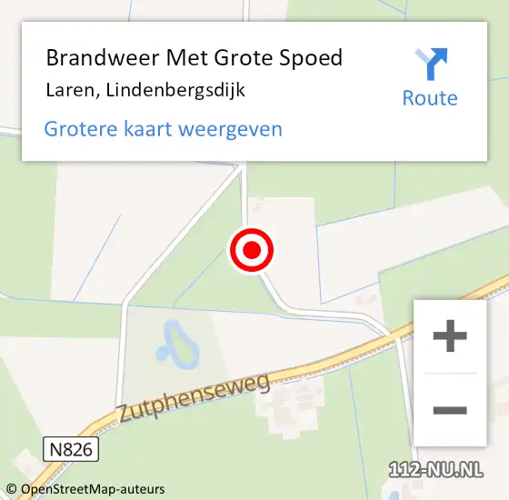 Locatie op kaart van de 112 melding: Brandweer Met Grote Spoed Naar Laren, Lindenbergsdijk op 2 januari 2024 16:57