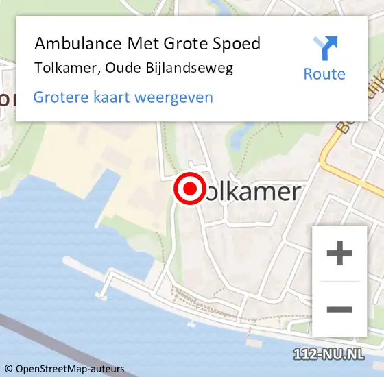 Locatie op kaart van de 112 melding: Ambulance Met Grote Spoed Naar Tolkamer, Oude Bijlandseweg op 20 september 2014 17:55