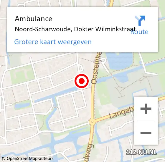 Locatie op kaart van de 112 melding: Ambulance Noord-Scharwoude, Dokter Wilminkstraat op 2 januari 2024 17:20