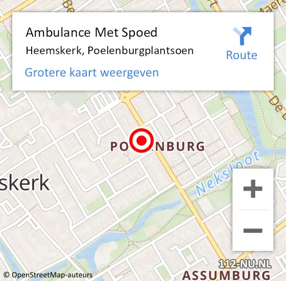 Locatie op kaart van de 112 melding: Ambulance Met Spoed Naar Heemskerk, Poelenburgplantsoen op 2 januari 2024 17:24