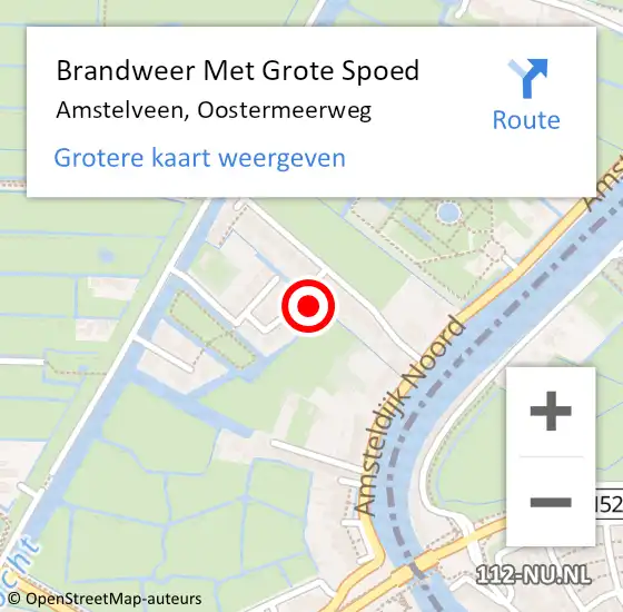 Locatie op kaart van de 112 melding: Brandweer Met Grote Spoed Naar Amstelveen, Oostermeerweg op 2 januari 2024 17:25