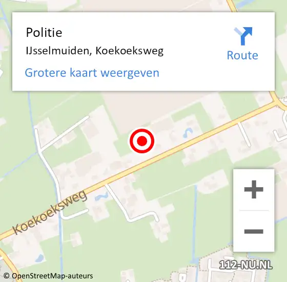 Locatie op kaart van de 112 melding: Politie IJsselmuiden, Koekoeksweg op 2 januari 2024 17:30