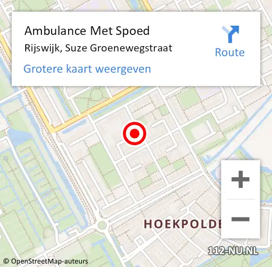 Locatie op kaart van de 112 melding: Ambulance Met Spoed Naar Rijswijk, Suze Groenewegstraat op 2 januari 2024 17:34