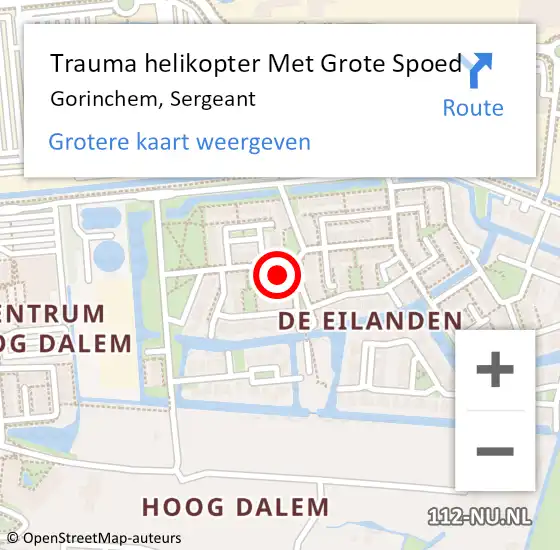 Locatie op kaart van de 112 melding: Trauma helikopter Met Grote Spoed Naar Gorinchem, Sergeant op 2 januari 2024 17:35