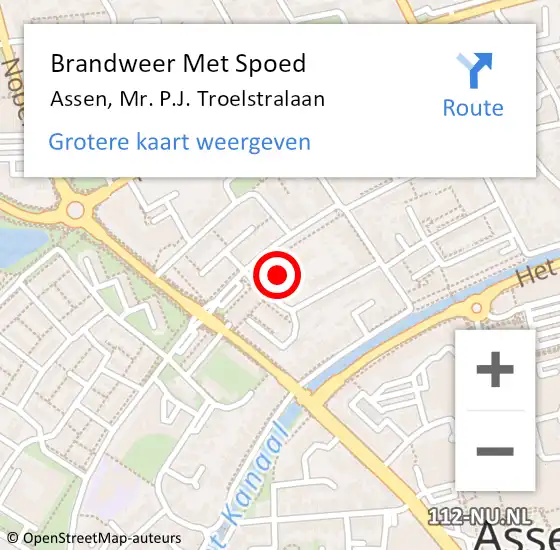 Locatie op kaart van de 112 melding: Brandweer Met Spoed Naar Assen, Mr. P.J. Troelstralaan op 2 januari 2024 17:41