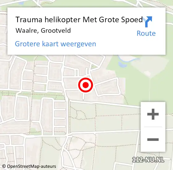 Locatie op kaart van de 112 melding: Trauma helikopter Met Grote Spoed Naar Waalre, Grootveld op 2 januari 2024 17:44
