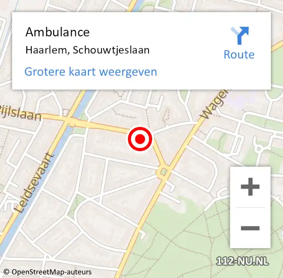 Locatie op kaart van de 112 melding: Ambulance Haarlem, Schouwtjeslaan op 2 januari 2024 17:45