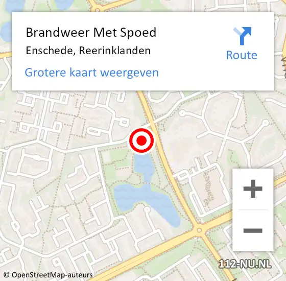 Locatie op kaart van de 112 melding: Brandweer Met Spoed Naar Enschede, Reerinklanden op 2 januari 2024 18:00