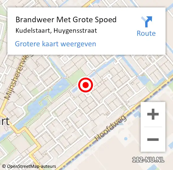Locatie op kaart van de 112 melding: Brandweer Met Grote Spoed Naar Kudelstaart, Huygensstraat op 2 januari 2024 18:28