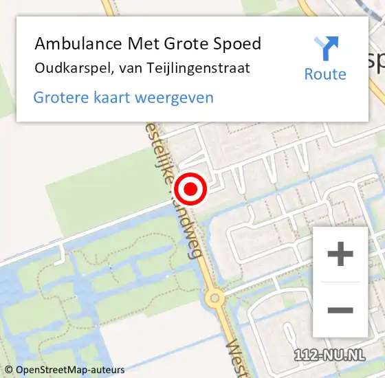 Locatie op kaart van de 112 melding: Ambulance Met Grote Spoed Naar Oudkarspel, van Teijlingenstraat op 2 januari 2024 18:34