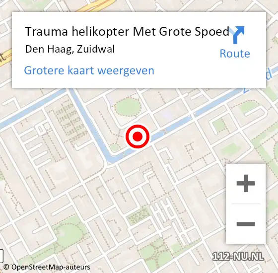 Locatie op kaart van de 112 melding: Trauma helikopter Met Grote Spoed Naar Den Haag, Zuidwal op 2 januari 2024 18:37