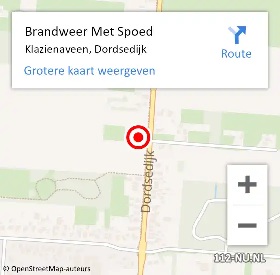 Locatie op kaart van de 112 melding: Brandweer Met Spoed Naar Klazienaveen, Dordsedijk op 2 januari 2024 18:48