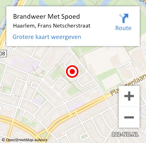 Locatie op kaart van de 112 melding: Brandweer Met Spoed Naar Haarlem, Frans Netscherstraat op 2 januari 2024 18:53