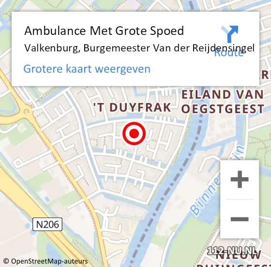 Locatie op kaart van de 112 melding: Ambulance Met Grote Spoed Naar Valkenburg, Burgemeester Van der Reijdensingel op 2 januari 2024 18:53