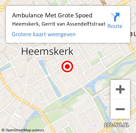 Locatie op kaart van de 112 melding: Ambulance Met Grote Spoed Naar Heemskerk, Gerrit van Assendelftstraat op 2 januari 2024 18:59
