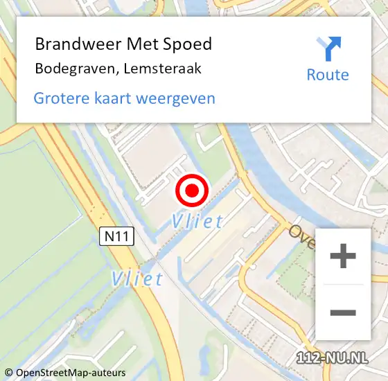 Locatie op kaart van de 112 melding: Brandweer Met Spoed Naar Bodegraven, Lemsteraak op 2 januari 2024 19:19