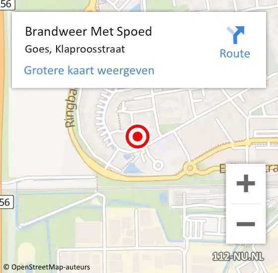 Locatie op kaart van de 112 melding: Brandweer Met Spoed Naar Goes, Klaproosstraat op 2 januari 2024 19:32