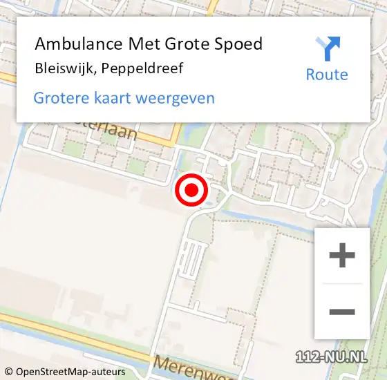Locatie op kaart van de 112 melding: Ambulance Met Grote Spoed Naar Bleiswijk, Peppeldreef op 2 januari 2024 19:34