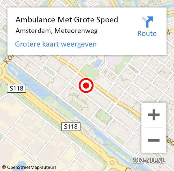 Locatie op kaart van de 112 melding: Ambulance Met Grote Spoed Naar Amsterdam, Meteorenweg op 2 januari 2024 19:35