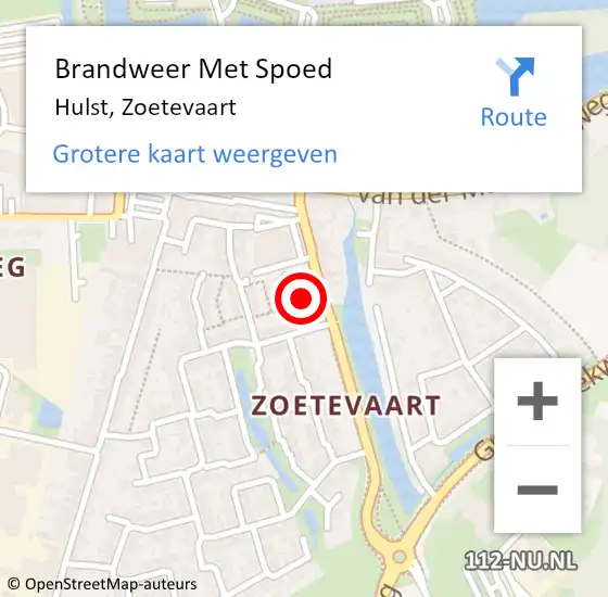 Locatie op kaart van de 112 melding: Brandweer Met Spoed Naar Hulst, Zoetevaart op 2 januari 2024 19:38