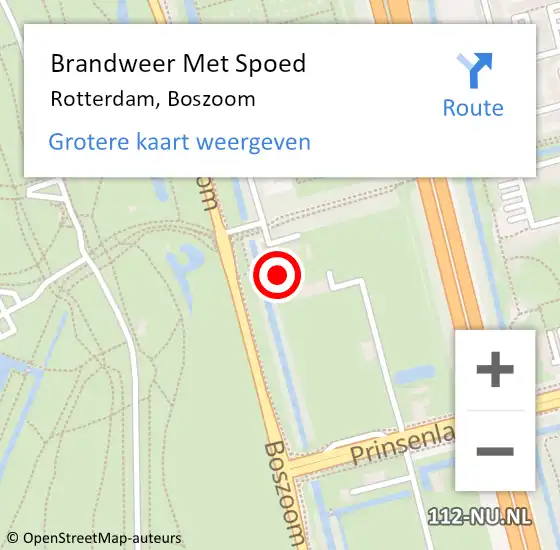 Locatie op kaart van de 112 melding: Brandweer Met Spoed Naar Rotterdam, Boszoom op 2 januari 2024 19:42