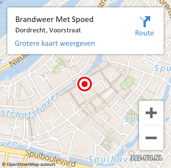 Locatie op kaart van de 112 melding: Brandweer Met Spoed Naar Dordrecht, Voorstraat op 2 januari 2024 19:42