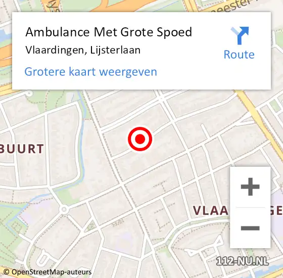 Locatie op kaart van de 112 melding: Ambulance Met Grote Spoed Naar Vlaardingen, Lijsterlaan op 2 januari 2024 19:43