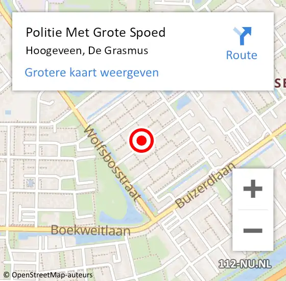 Locatie op kaart van de 112 melding: Politie Met Grote Spoed Naar Hoogeveen, De Grasmus op 2 januari 2024 19:51